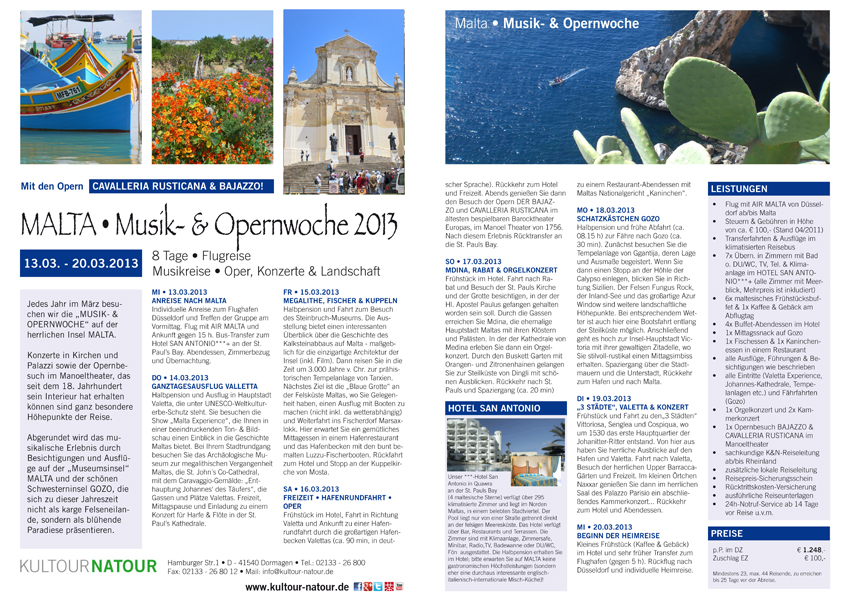 neu Übersichtlich kultour natour reise flyer